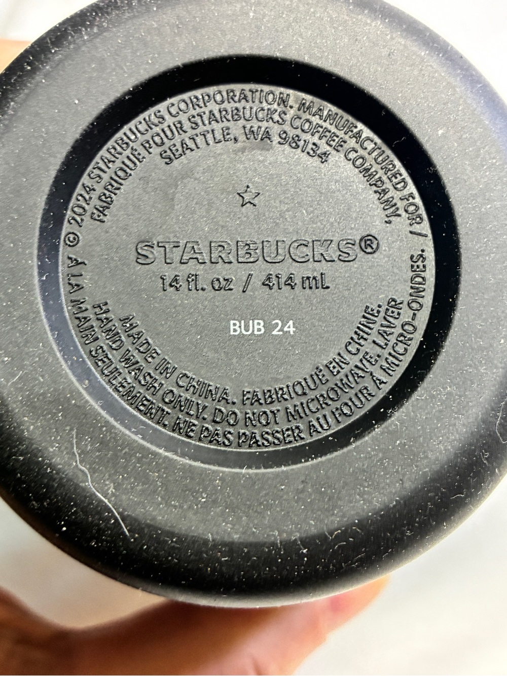 Starbucks 2024 White Grey Speck Stone Ceramic Mug Rubber Bottom & Lid 14oz. - Picture 10 of 10